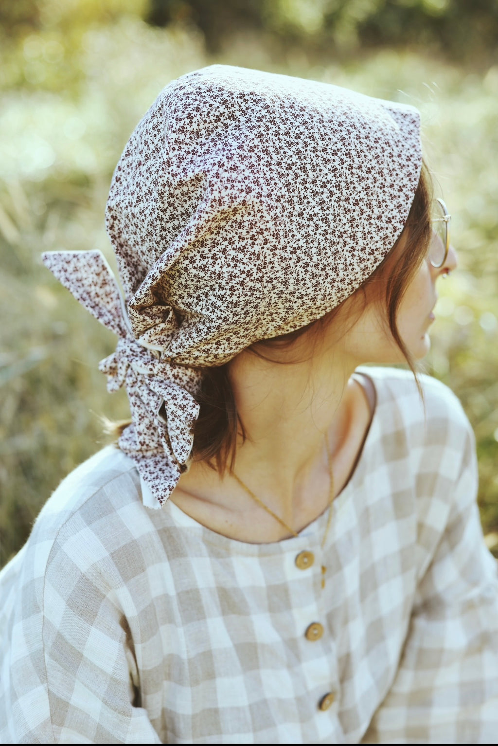 Adult Sophia Headscarf - Burgundy & Beige Floral