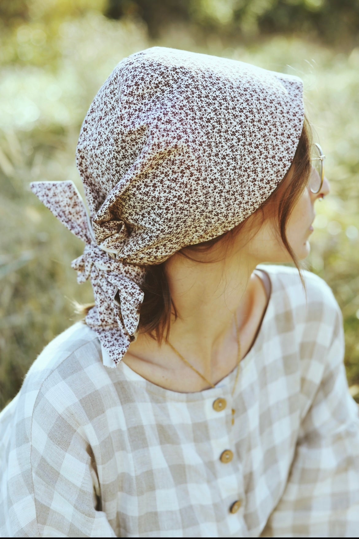 Adult Sophia Headscarf - Burgundy & Beige Floral