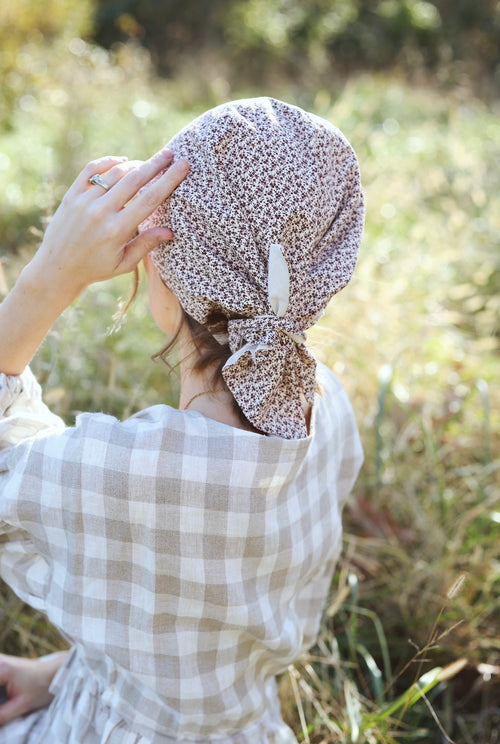 Adult Sophia Headscarf - Burgundy & Beige Floral