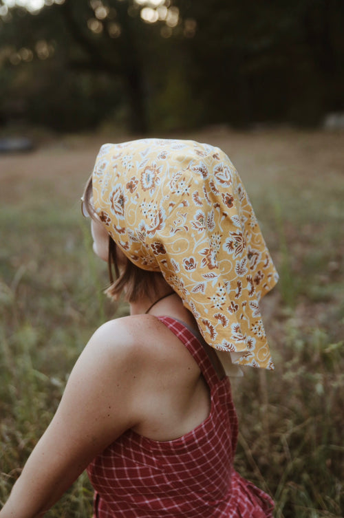 Adult Sophia Headscarf - Dusty Mustard Floral