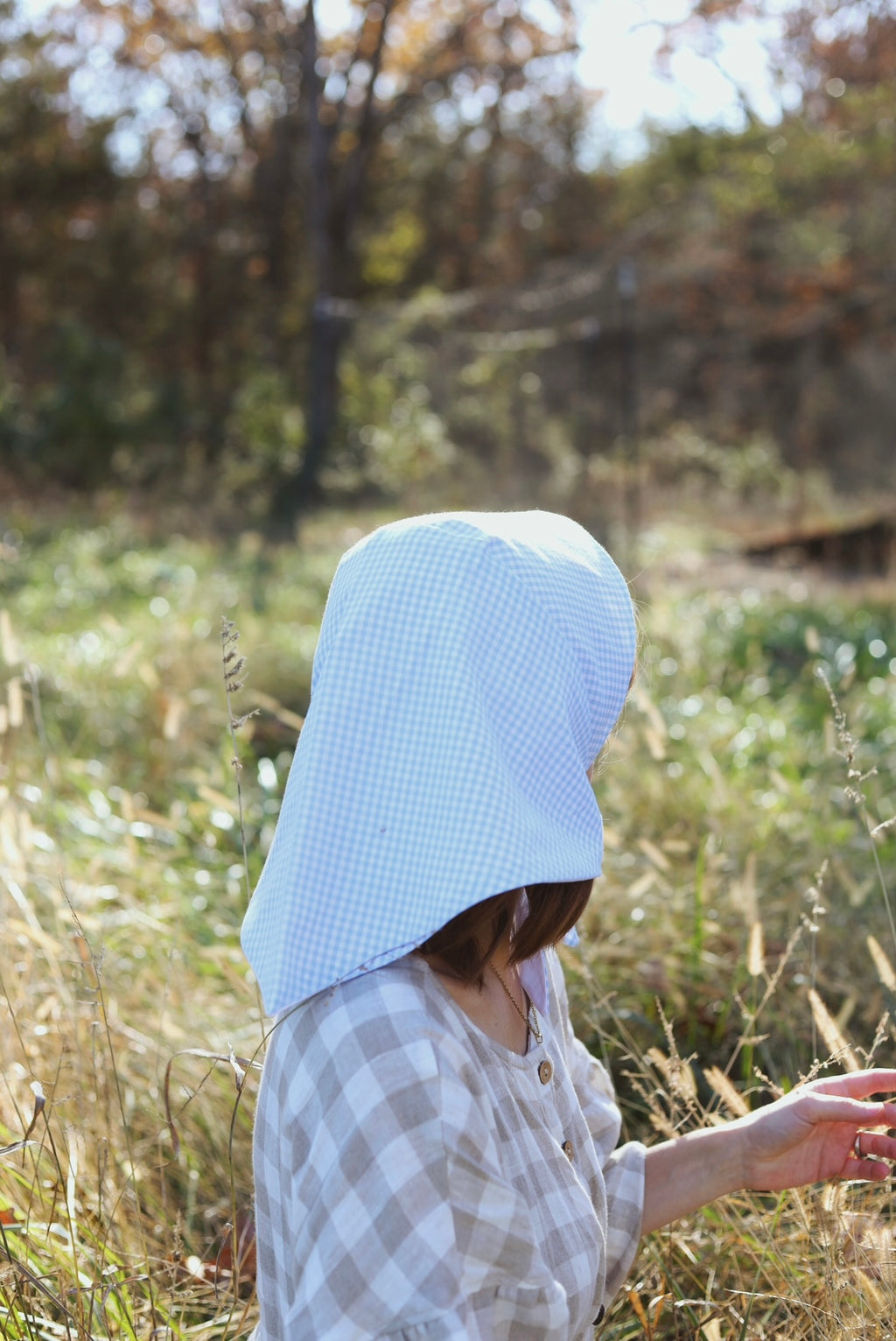 Adult Sophia Headscarf - Sky Blue Gingham